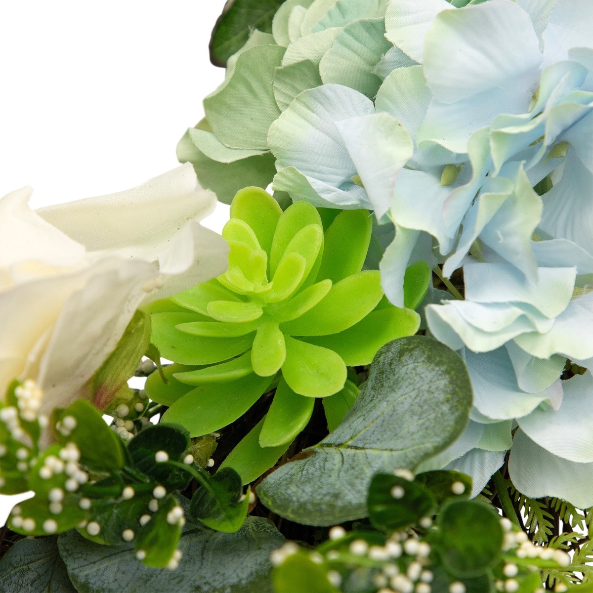  Northlight Hydrangea  Rose and Geranium Artificial Floral Spring Wreath  White and Blue - 24-Inch - Default Title - Bonton