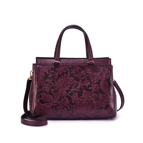 Salome Embossed Floral Satchel