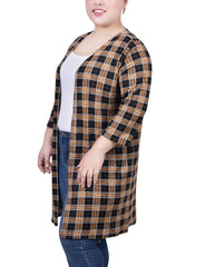 Plus Size 3/4 Sleeve Knit Cardigan