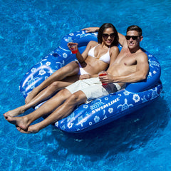 58" Inflatable Tropical Print Double Swimming Pool Lounger