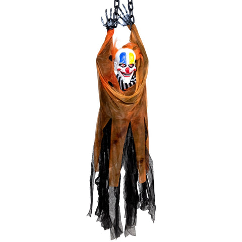 46" Animated Clown With LED Eyes Hanging Halloween Decoration
