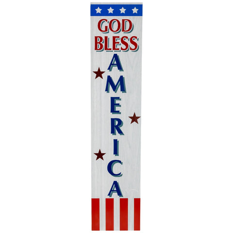 Patriotic "God Bless America" Wooden Porch Board Sign Decoration - 35.75"