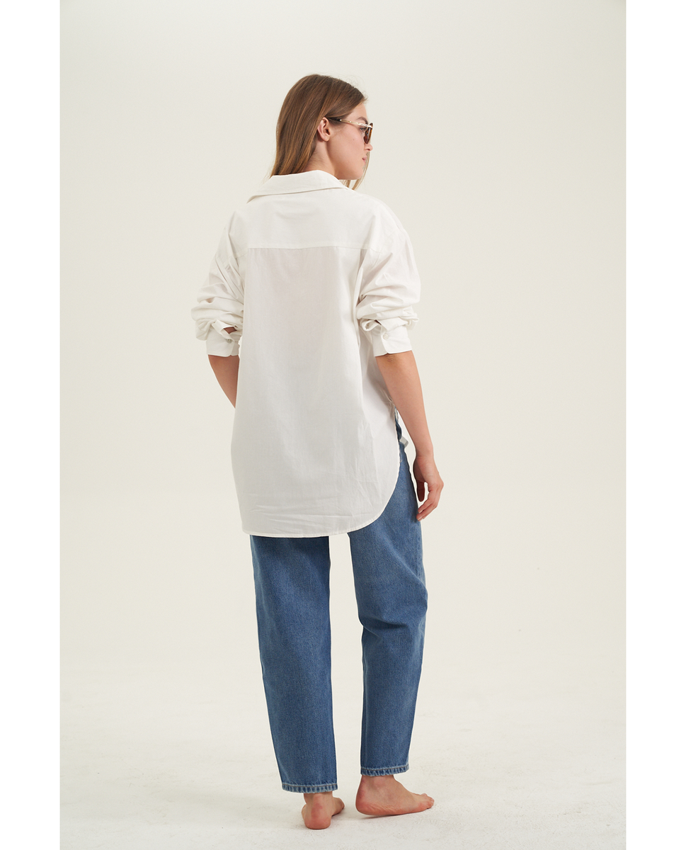  Gottex Beach Life Oversized Cotton Button-Down Shirt - White - Bonton
