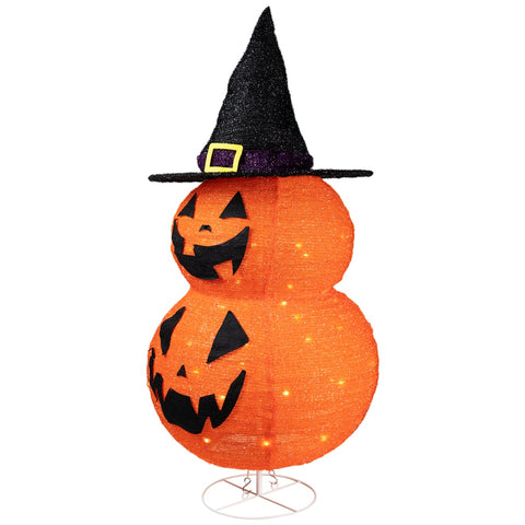 34" Jack-O-Lanterns in Witch's Hat Outdoor Halloween Decoration
