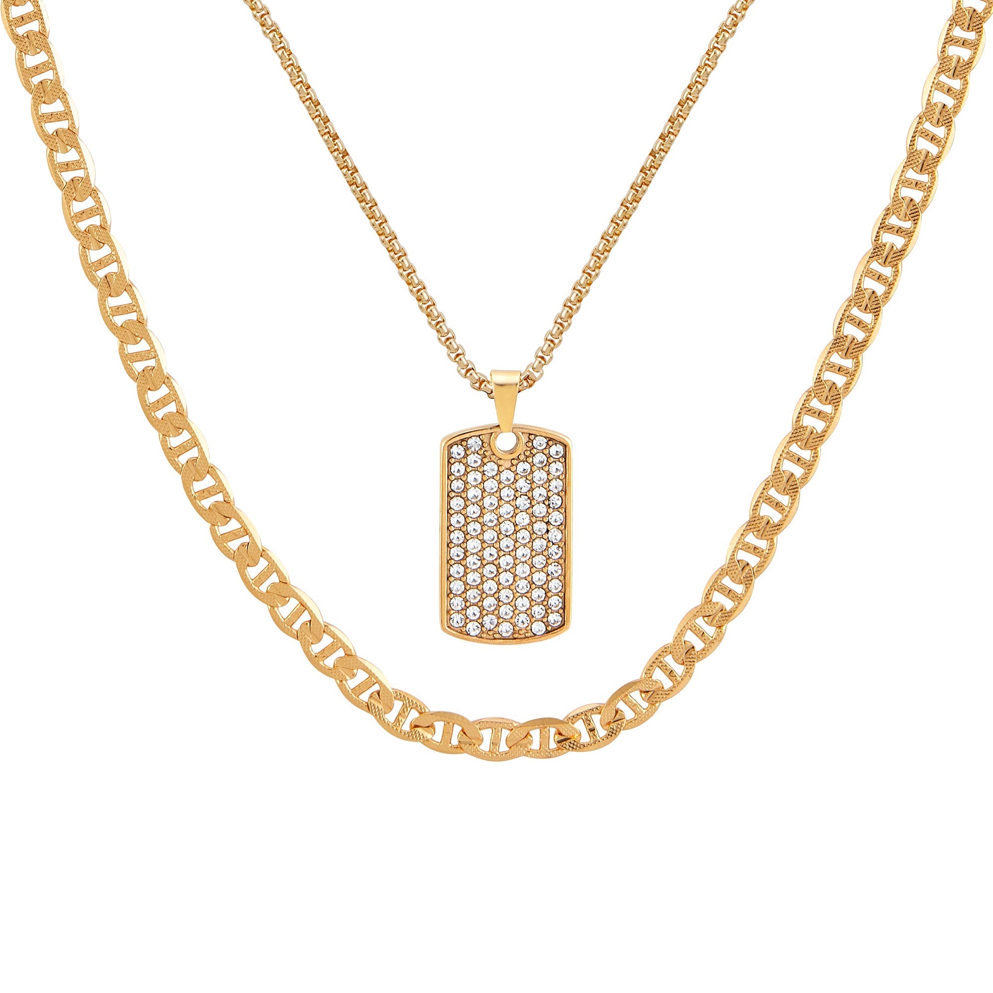  American Exchange American Exchange Dual Necklace Set - Gold/Gunmetal - Bonton