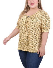 Short Sleeve Balloon Sleeve Top