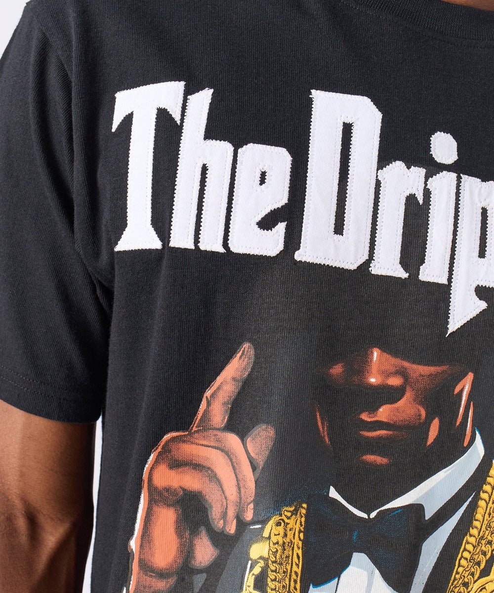  Reason Clothing Dripfather Applique Short Sleeve Tee - Black - BLACK - Bonton