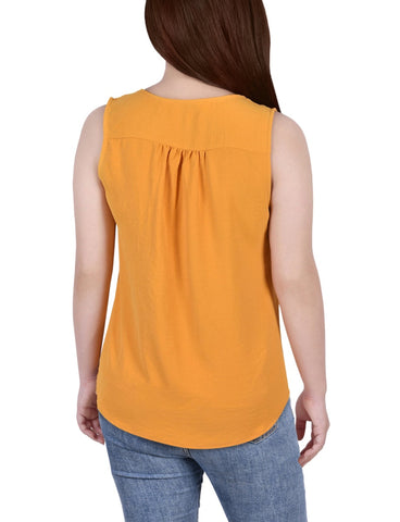Sleeveless Button Front Blouse