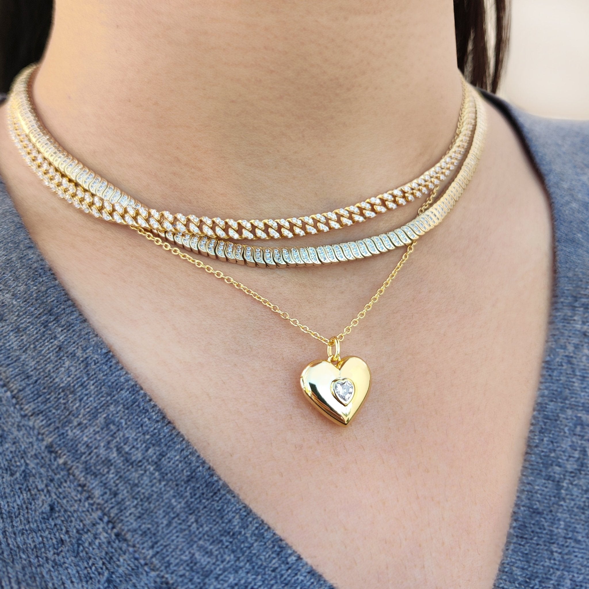  CRISLU Adore Heart Locket in Gold - 18kt Yellow Gold - Bonton