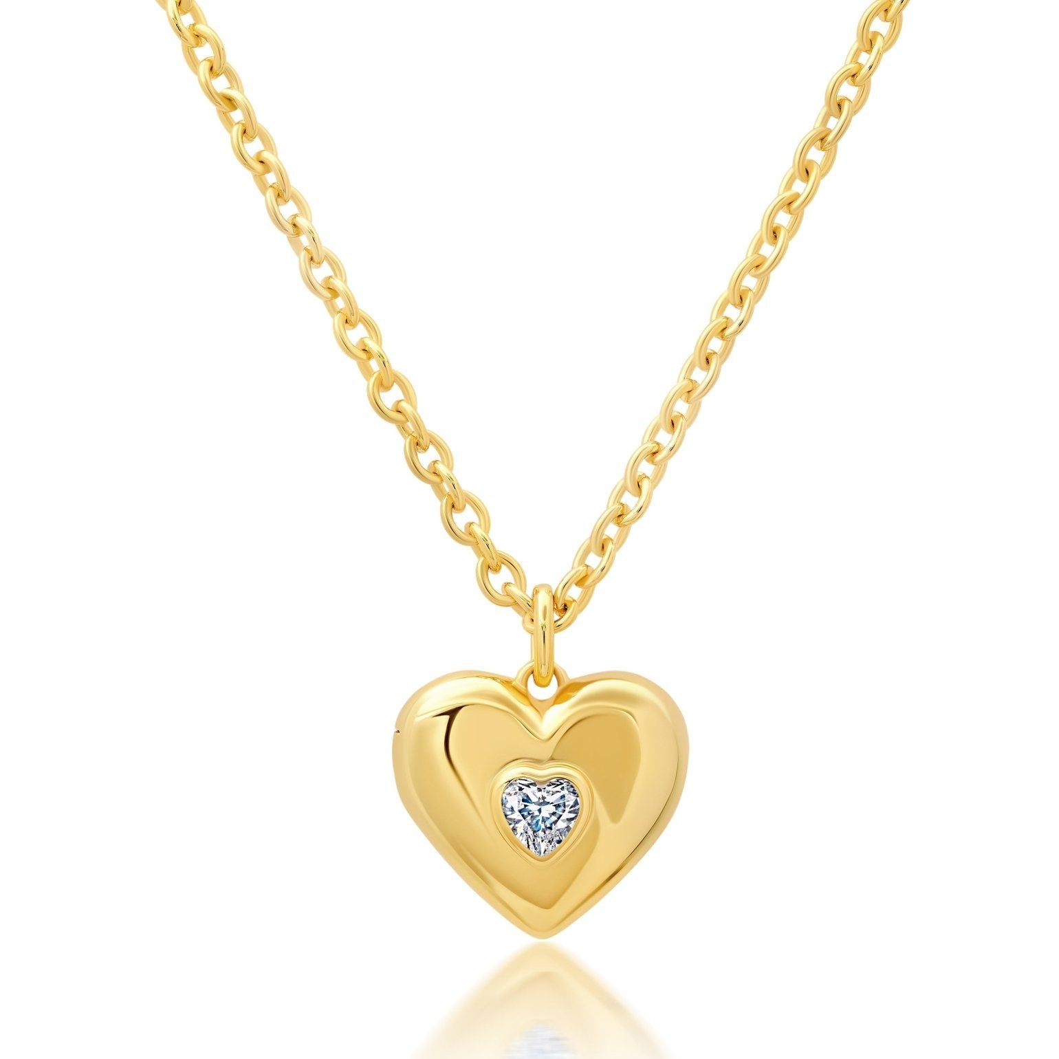  CRISLU Adore Heart Locket in Gold - 18kt Yellow Gold - Bonton