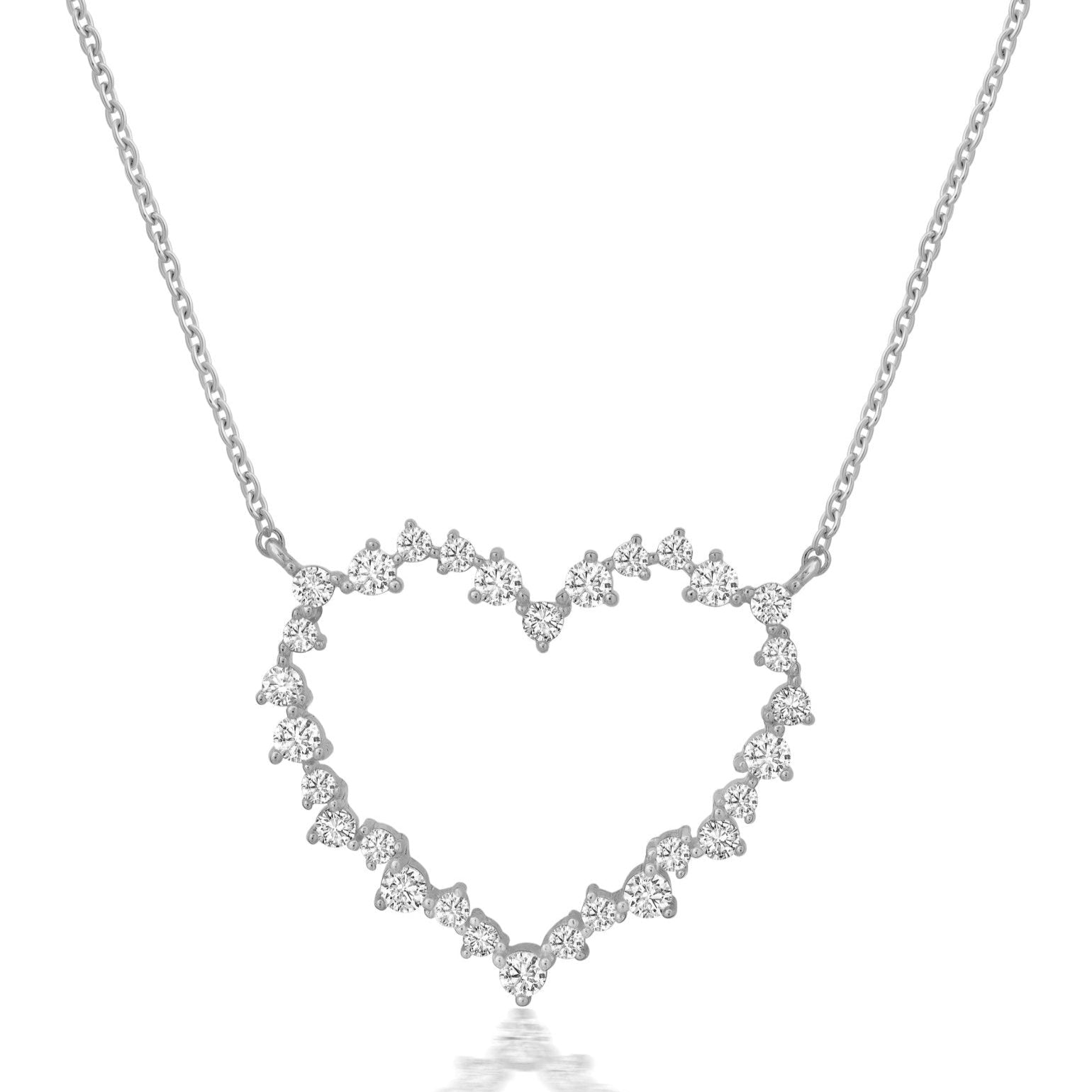  CRISLU Adore Open Heart Necklace in Platinum - Pure Platinum - Bonton