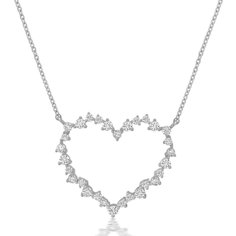 Adore Open Heart Necklace in Platinum