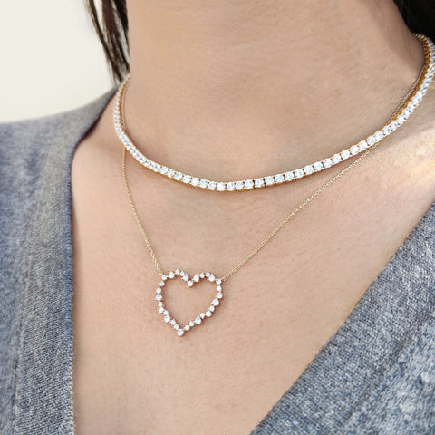 Adore Open Heart Necklace in Platinum