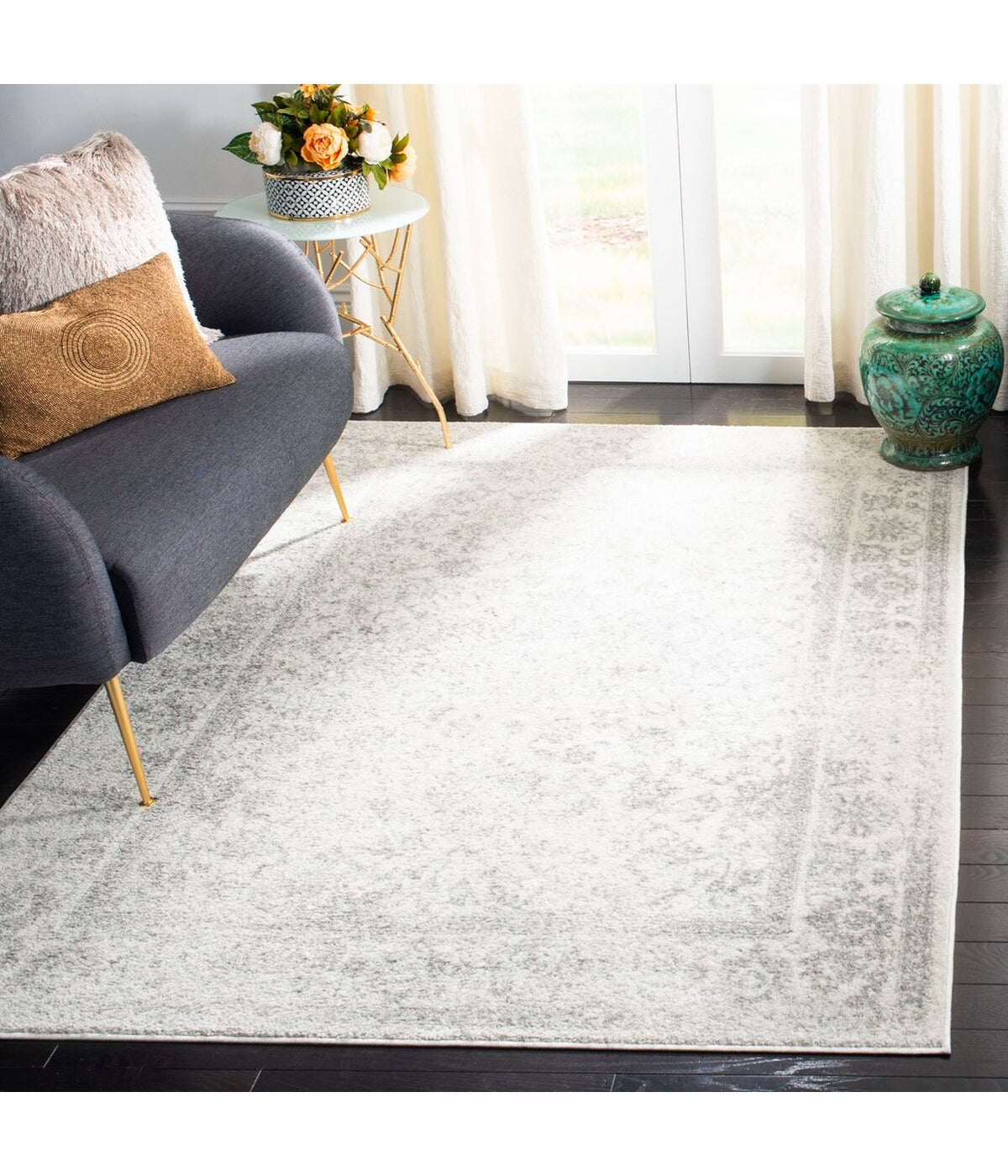  Safavieh Adirondack 109 Ivory/Silver Rug - Ivory/Silver - Bonton