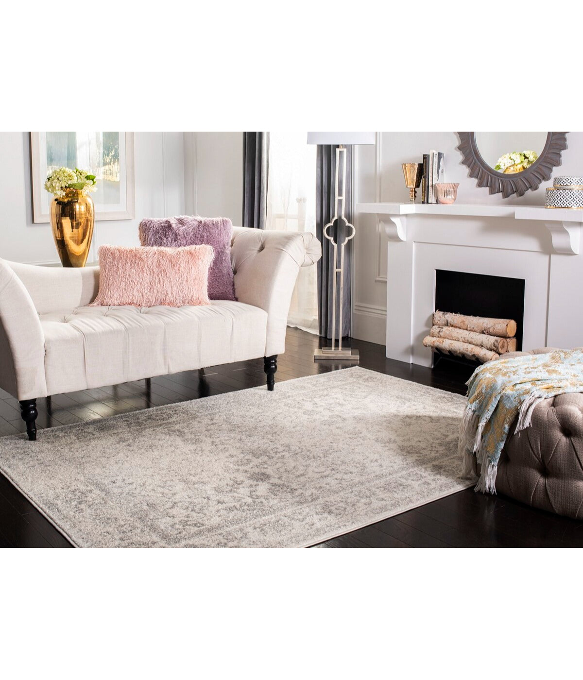  Safavieh Adirondack 109 Ivory/Silver Rug - Ivory/Silver - Bonton