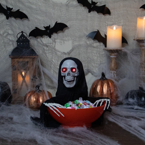 Animated Grim Reaper Halloween Candy Bowl - 10.5"