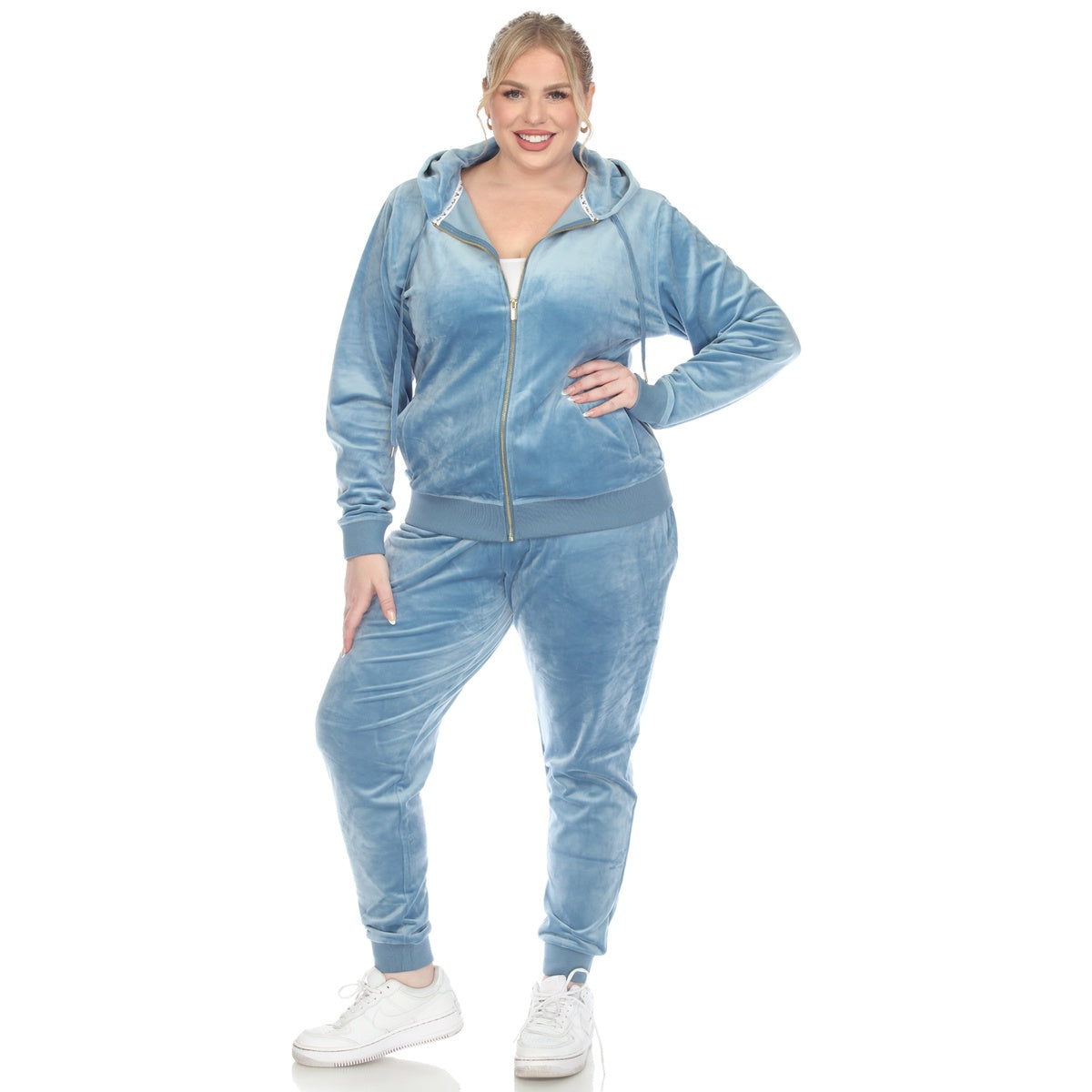  White Mark Plus Size 2 Piece Velour Tracksuit Set - 3X - Bonton