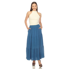 Women's Pleated Tiered Maxi Skirt