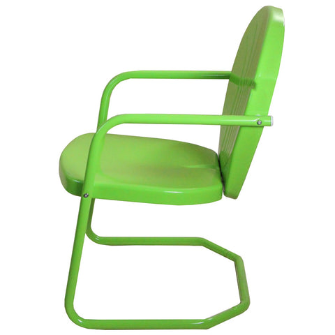 34-Inch Outdoor Retro Tulip Steel Armchair  Lime Green