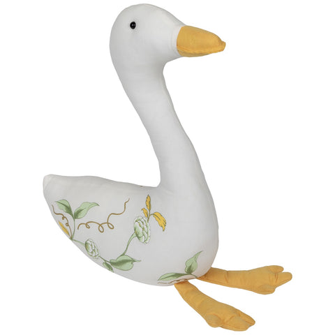 Plush Floral Goose Decoration - 16" - White and Yellow