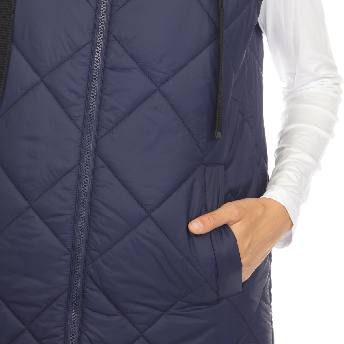  White Mark Women's Diamond Quilted Hooded Puffer Vest - Small - Bonton