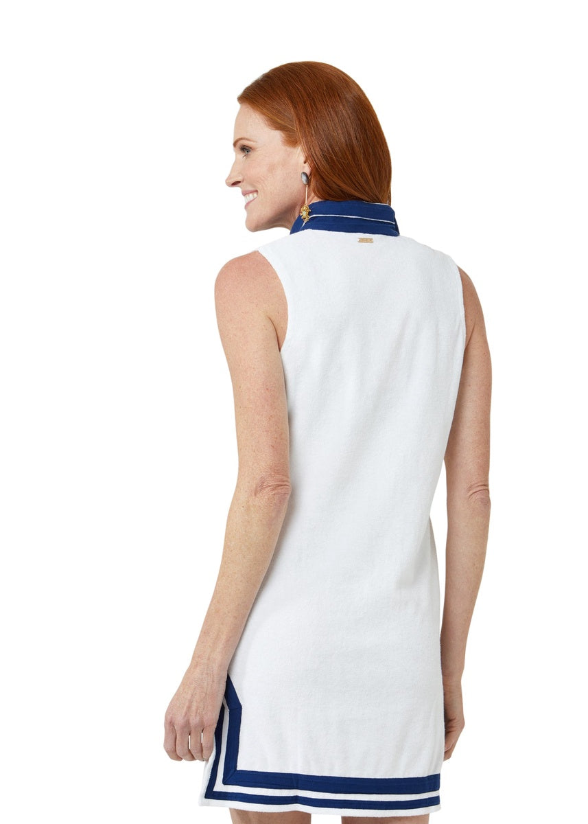  Cabana Life White/Navy Sleeveless Terry Tunic - XS - Bonton