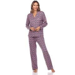 Women's Long Sleeve Heart Print Pajama Set