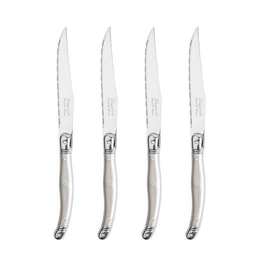 Set of 4 Laguiole Steak Knives, Pewter