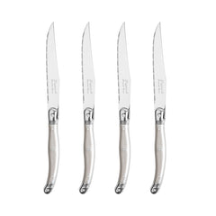 Set of 4 Laguiole Steak Knives, Pewter