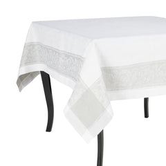 Paris 71" X 100" Linen Tablecloth - White and French Grey