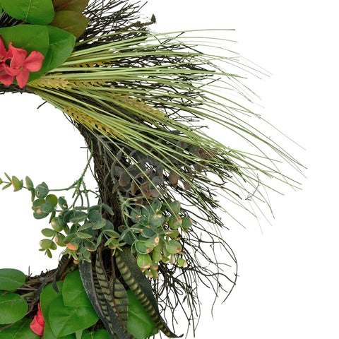 Wheat  Eucalyptus and Twig Artificial Wreath  22-Inch