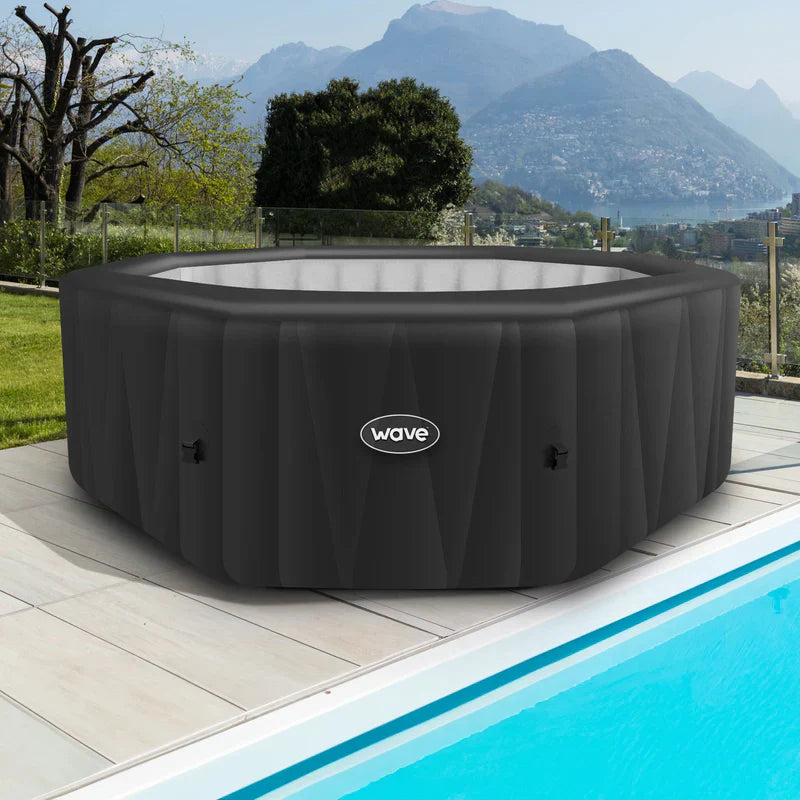  Avenli Aegean 6-Person Rigid Foam Wall Portable Hot Tub Spa - Black - Bonton