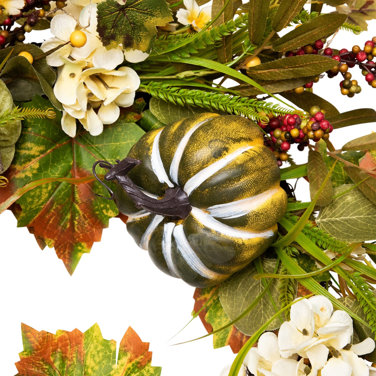  Northlight Pumpkins and Berries Artificial Fall Harvest Twig Wreath  24-Inch  Unlit - Default Title - Bonton
