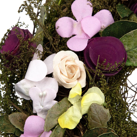 14" Purple and Green Floral  Berries and Twig Artificial Spring Floral Wreath