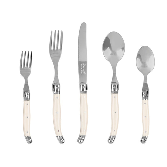 Laguiole Connoisseur 20-Piece 18/10 Stainless-Steel Flatware Set With Ivory-Colored Handles