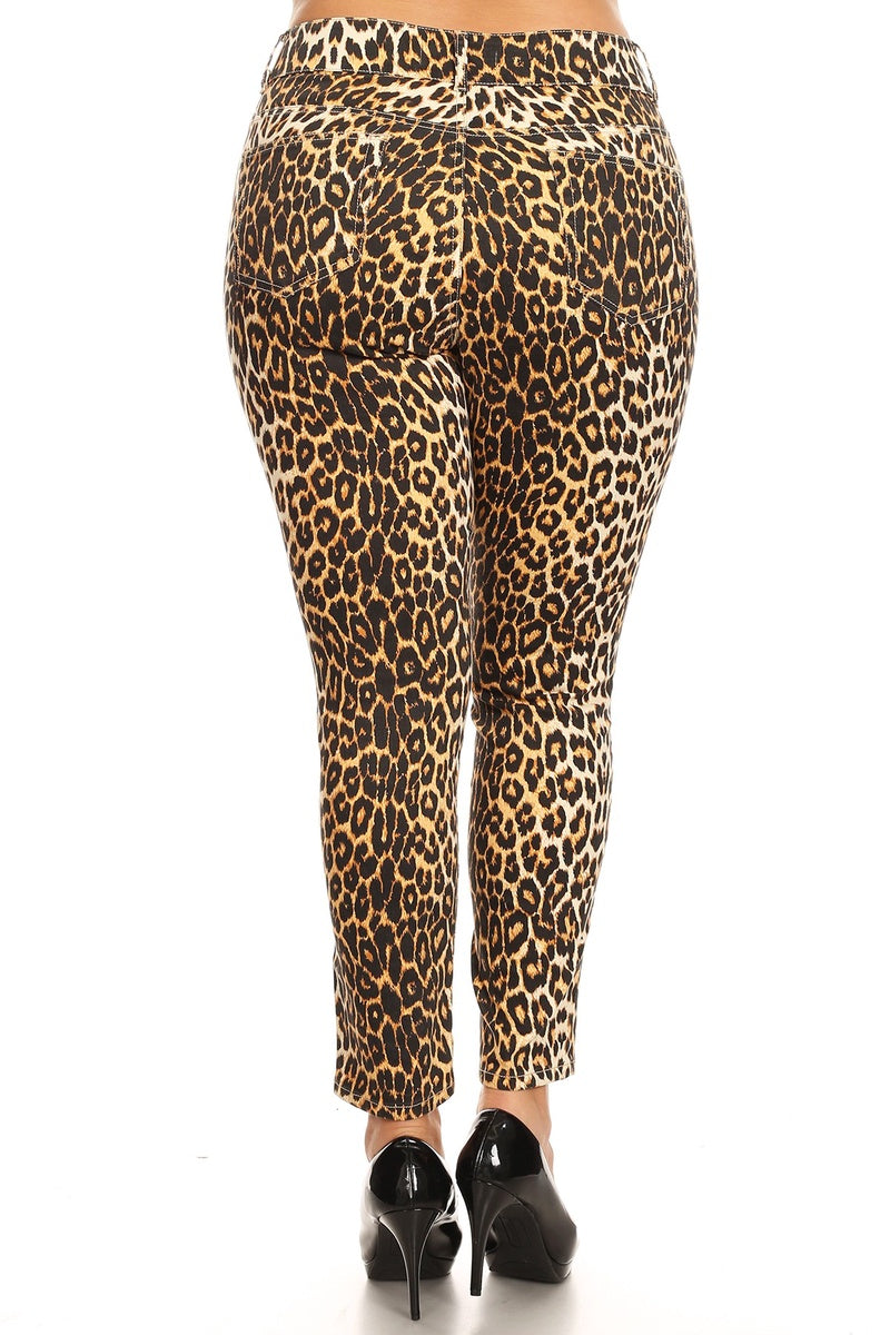  White Mark Plus Size Printed Cheetah Pants - 16 - Bonton