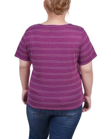 Plus Size Short Sleeve Tie Front Top