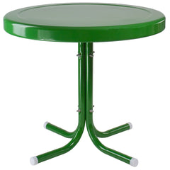 22" Outdoor Retro Round Tulip Metal Side Table  Green