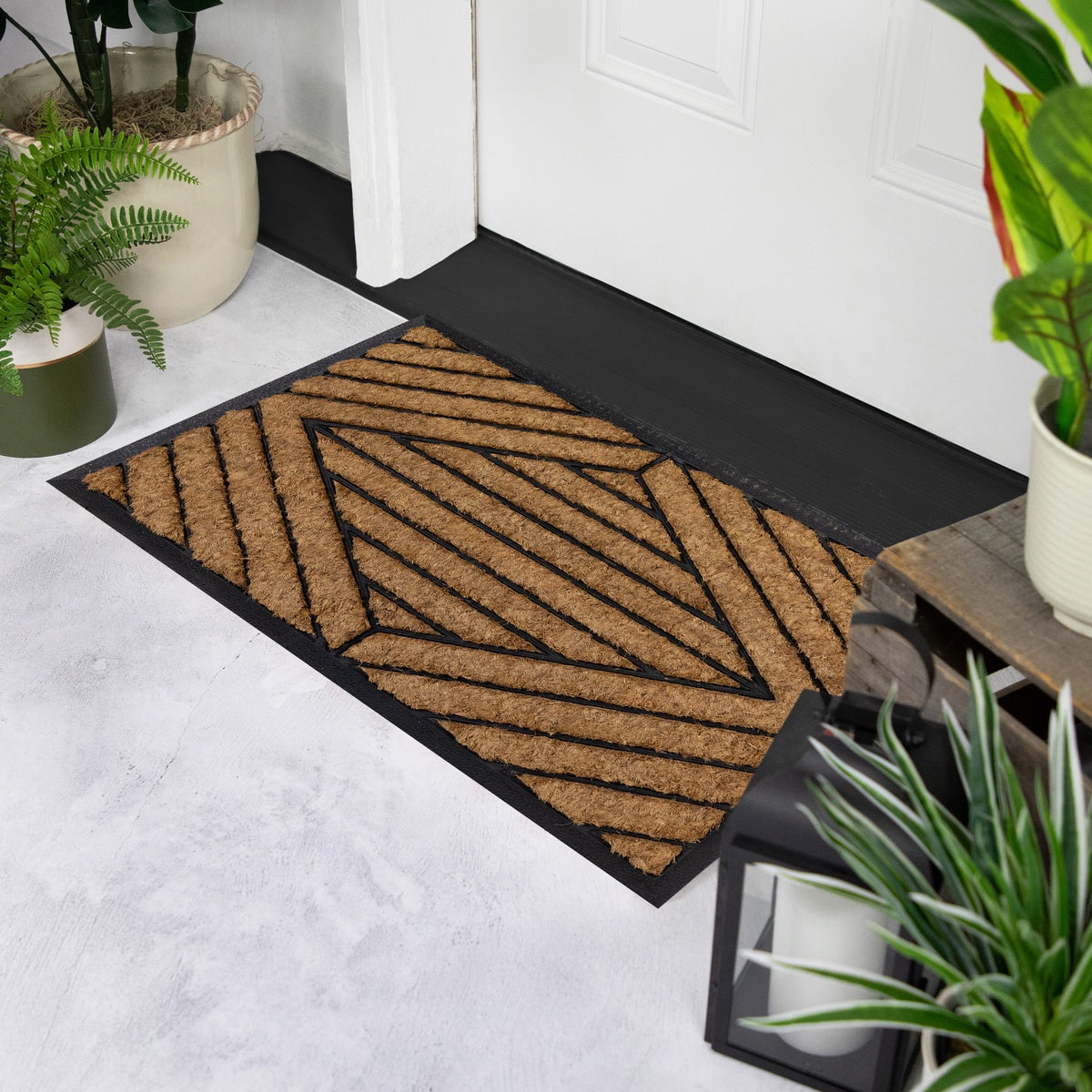  Northlight Black and Brown Diamond Pattern Doormat With Rubber Back 29 X 17 - Default Title - Bonton