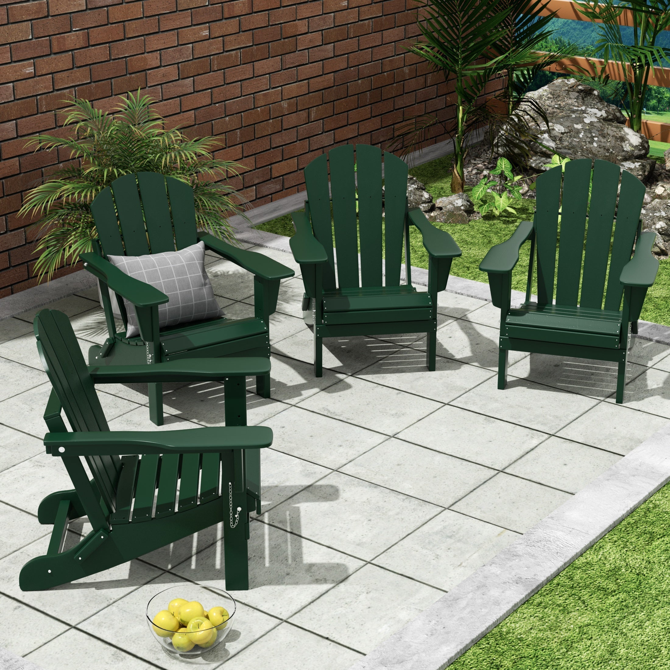  Westin Furniture Outdoor Patio Folding Adirondack Chair, Set of 4 - Turquoise - Bonton