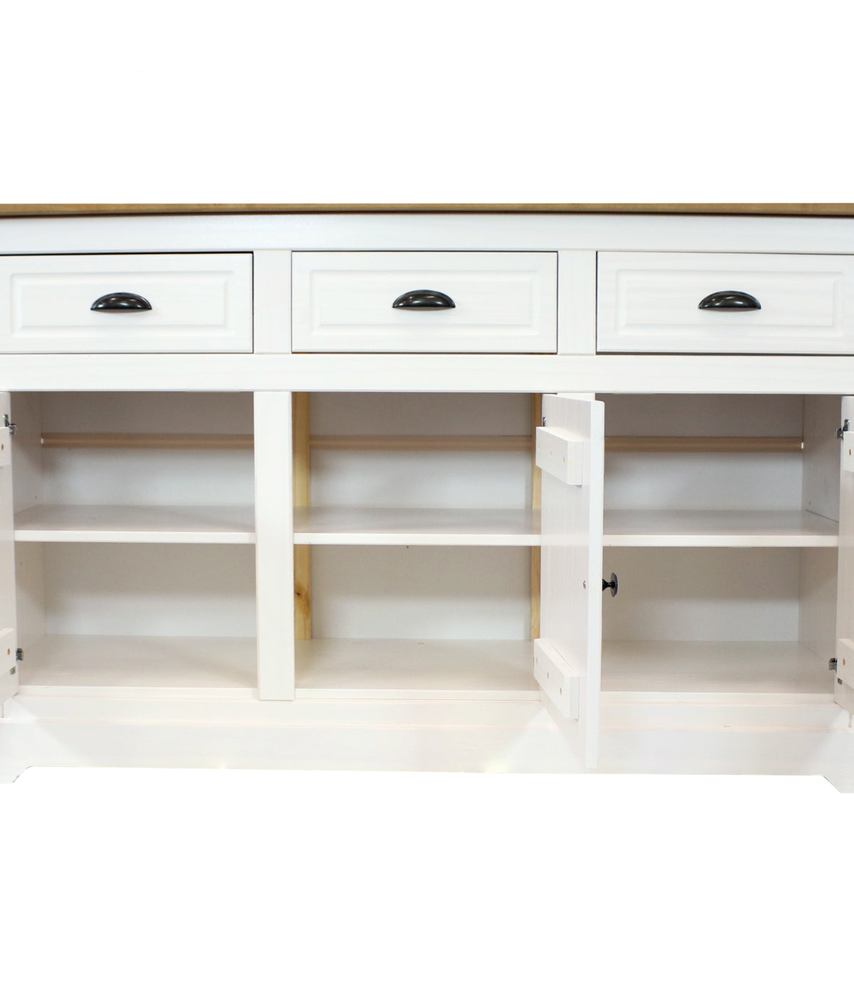  Sunnydaze Decor Solid Pine Sideboard with 3 Drawers & 3 Doors - White - Bonton