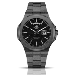 All Black frosted stardust Constellation Day-Date - from ASOROCK WATCHES  a black african american owned luxury unique watch brand with swiss rolex, Audemars Piguet, patek homage inspired style watches. Also a custom vvs moissanite diamond watch maker. 