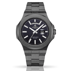 All Black frosted stardust Constellation Day-Date - from ASOROCK WATCHES  a black african american owned luxury unique watch brand with swiss rolex, Audemars Piguet, patek homage inspired style watches. Also a custom vvs moissanite diamond watch maker. 