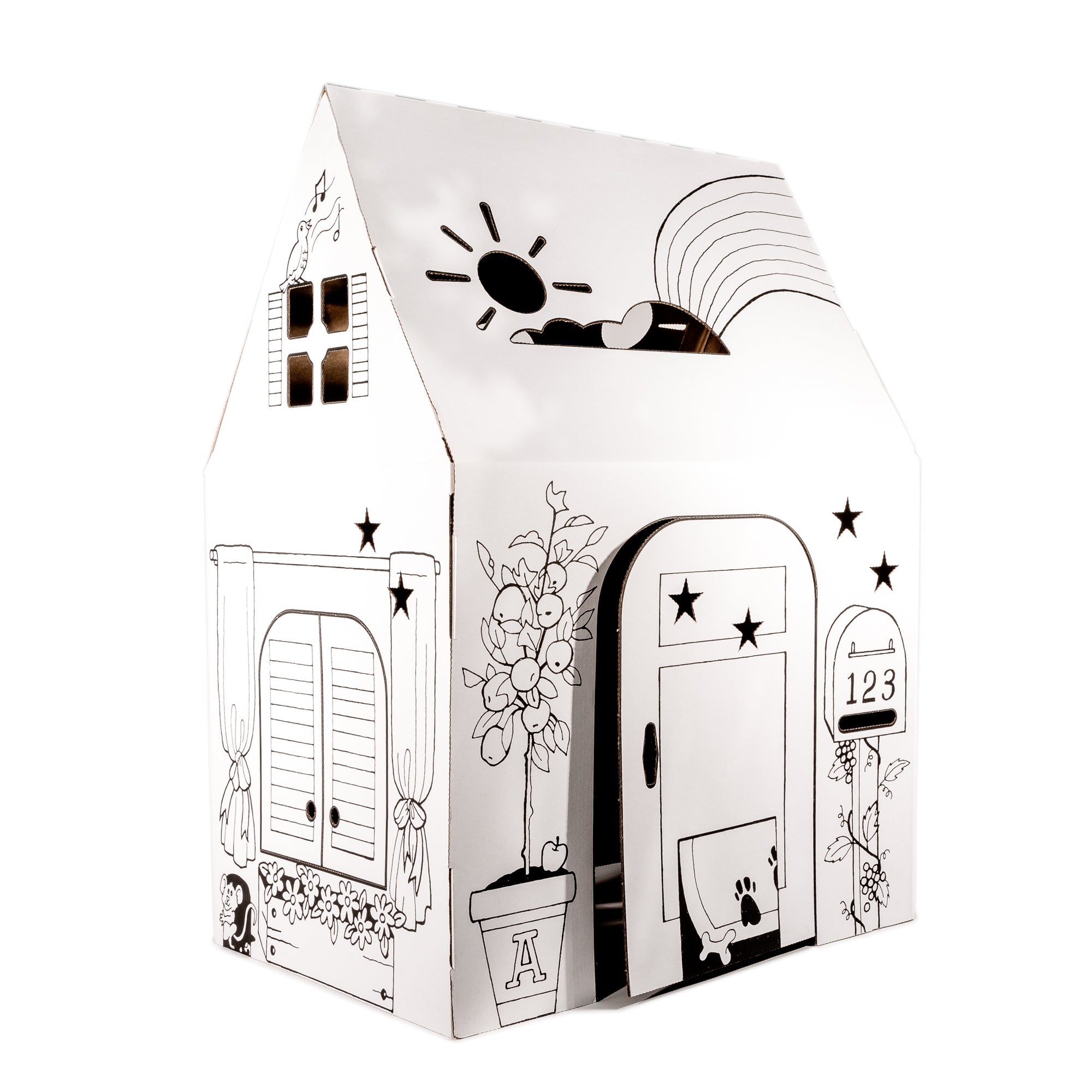  Easy Playhouse Easy Playhouse Cardboard Clubhouse- Decorate & Personalize - White - Bonton