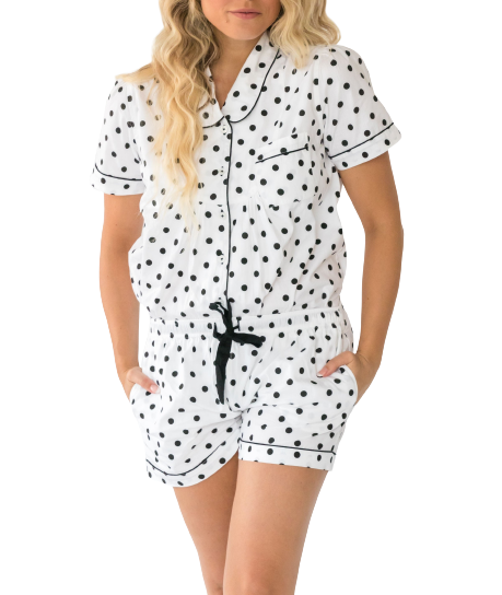  Alto Modas Lilly Classic Dots Women's Short Sleeve Shirt & Shorts Set - Dots Print - Bonton