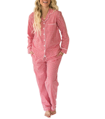 Myra Red Gingham Women's Long Sleeve Shirt & Pajama Set