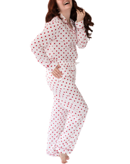 Myra Seersucker Dots Women's Long Sleeve Shirt & Pajama Set