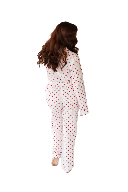  Alto Modas Myra Seersucker Dots Women's Long Sleeve Shirt & Pajama Set - Dots Print - Bonton