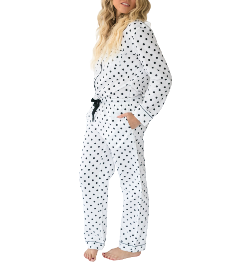  Alto Modas Myra Classic Dots Women's Long Sleeve Shirt & Pajama Set - Dots Print - Bonton