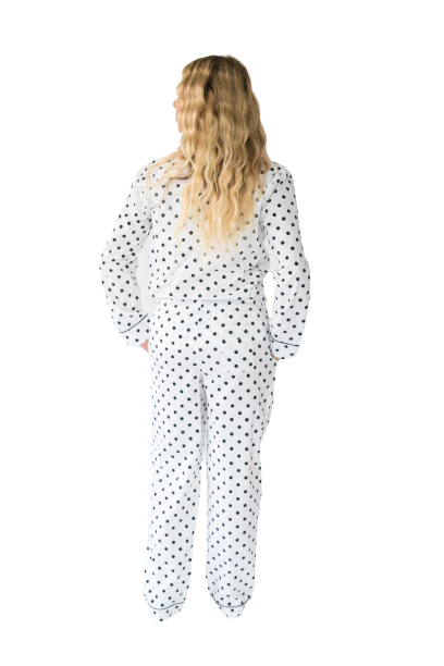  Alto Modas Myra Classic Dots Women's Long Sleeve Shirt & Pajama Set - Dots Print - Bonton